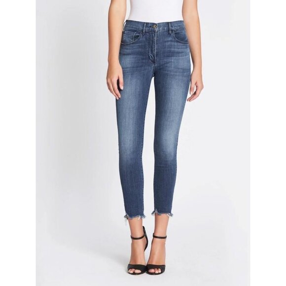 3x1 High Rise Ankle Crop Raw Hem Skinny Jeans Sally Medium Wash‎ Cotton Blend 24 - Picture 1 of 10